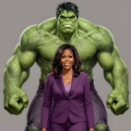 Digital painting of Michelle Obama as The Hulk