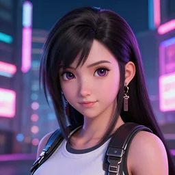 portrait of tifa lockhart, final fantasy, cute face, neon lighting, night city, digital art from artstation by ruan jia and mandy jurgens and artgerm and william - adolphe bouguereau and greg rutkowski and wayne barlowe