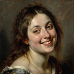 woman with a beautiful smile, oil painting by jan matejko, 2 1 st century, art, oil on canvas, wet - on - wet technique, pay attention to facial details, baroque, realistic, intricate detail, dynamic lighting, expressive emotions, intricate textures, illusionistic detail,