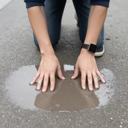 person made of puddles