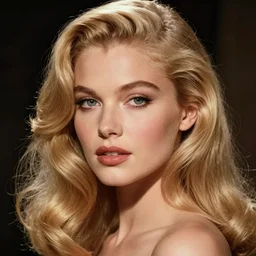 stunning award - winning portrait by sarah moon of a beautiful young feminine blonde woman with delicate features. vintage hollywood glamour. long shiny wavy hair. fashion makeup. vogue. fashion photography. sharp focus. canon 5 0 mm.
