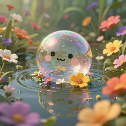 colourful murky nature with cute bubble funny face appearing from the flowers in water, in the style of craola, shallow depth of field, highly detailed, digital painting, trending artstation, concept art, illustration, cinematic lighting, vibrant colors, photorealism, epic, octane render