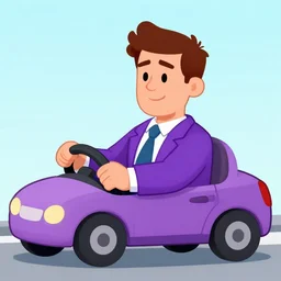 a cartoon of a man in a purple suit driving a car with another man holding a gun in a blue suit, a comic book panel by tomer hanuka, high detail, rich color palette, cg society, underground comix, official art, poster art, steampunk, anime aesthetic