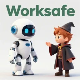 worksafe. cgsociety, by wlop, ilya kuvshinov, trending on artstation. cute young robot girl meeting a young boy wizard for the first time, blend of sci - fi and fantasy, cinematic dramatic atmosphere, sharp focus, volumetric lighting.