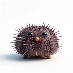 cute sea urchin, clean 3d render, full body, isolated on a pure white background, centered, entire subject in frame, sharp focus, soft studio lighting