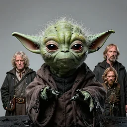 portrait of yoda wearing evil black oily tar by hr giger, greg rutkowski, luis royo and wayne barlowe, 8 k