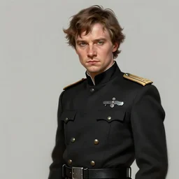 portrait of a man by greg rutkowski, looks like domhnall gleeson, wearing black colored admiral uniform of the corellian confederation, arrogant and sinister attitude, star wars expanded universe, she is about 3 0 years old, highly detailed portrait, digital painting, artstation, concept art, smooth, sharp foccus ilustration, artstation hq