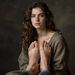 woman on male feet