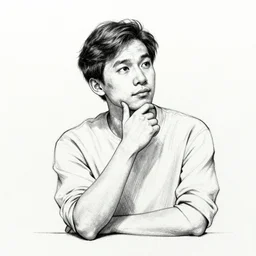 man is thinking, sketch, ink