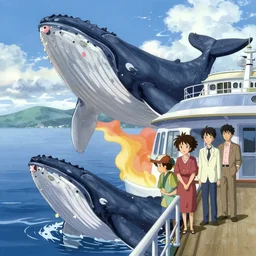 cruise ship passenger whale watching from the deck, kyoto animation still, finely illustrated face, intricately detailed features, digital painting, makoto shinkai, painted by ilya kuvshinov and katsura masakazu and alphonse mucha and satoshi kon