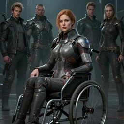 masterpiece concept art, a beautiful highly detailed sci - fi lady on wheelchair, artist of 2 2 nd century, cinematic moody colors, realistic shaded lighting poster by ilya kuvshinov, magali villeneuve, artgerm, jeremy lipkin and michael garmash and rob rey