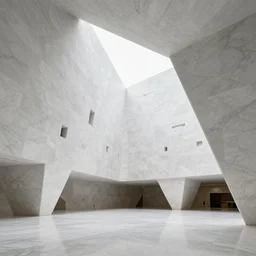 white marble interior photograph, carved cathedral, brutalist, shiny, angular, expansive, by louis kahn and moshe safdie