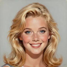 a portrait of a beautiful blonde Sandy from Grease (1978), smiling, Edward Hopper style, clear eyes, illustration, soft lighting, soft details, painting oil on canvas, octane render, HDR, trending on artstation, 4k, 8k, HD