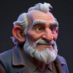 A highly detailed portrait 3D render of a singular craggly old man. Wise, gaunt, ancient, smiling. ZBrush, Blender. Trending on cgsociety.  Dramatic lighting.  Beautiful.  Colorful.  By Mark Mann and Jimmy Nelson.