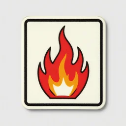 a photo of a retro 1 9 6 0 s minimalist clean fire flames warning caution patch