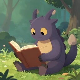 mewtwo reading a book, digital art, realistic
