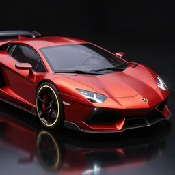 closeup!! macro photo of concept lamborghini futuristic super car on a reflective black floor, rim lighting, studio lighting, rule of two thirds, hyper detailed, smooth, high contrast, volumetric lighting, octane, jim lee, giorgetto giugiaro, craig mullins, ian callum!, vibrant rich deep color