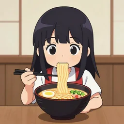 anime girl with ramen, pixelart, 8-bit