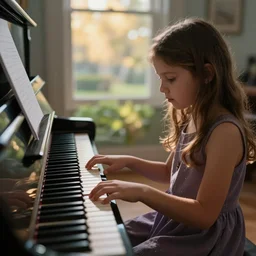color video footage of my daughter playing piano.