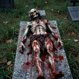 photograph of divine!!!!!!!!!!!! bloodstained grave of the cannibal king, 1 9 9 0 s, taken by martin parr, saturated colour photo, high definition, 8 k