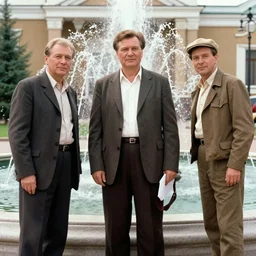 friends the tv show, at the fountain, in the style of soviet russian propaganda