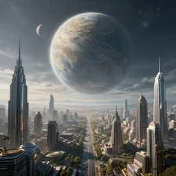 beautiful alien planet sci-fi city landscape, art, high detail, high definition, photorealistic, hdr,