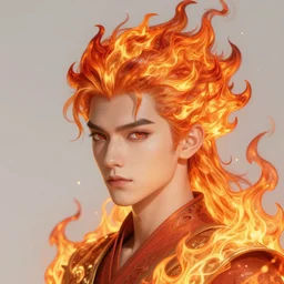 portrait of a fire mage, flame hair, fire hair, burning hair, fire flame burn, medium shot, digital art, volumetric lighting, highly detailed, by tom bagshaw,