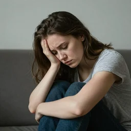 very tired young mother