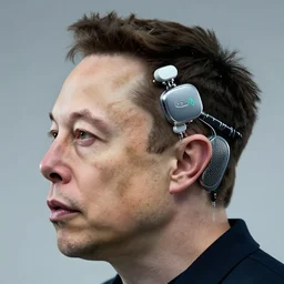 elon muskimplanting the neuralink chip on man brain, photorealistc, hd, detailed