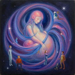 a beautiful painting of a random animal cosmic dmt entity of the upper planes by mynameistran and artgerm and wlop and loish and alex grey and wlop and wes anderson and spike jonze, trending on artstation, loving and forgiving, wrapped in cosmic infinity