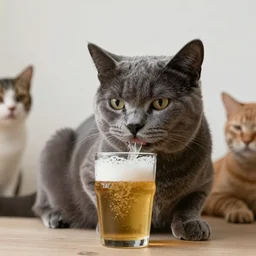 Moron cat drinking a beer with his pals