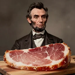 abraham lincoln's on a slice of ham, hyperdetailed, artstation, cgsociety, 8 k