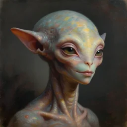 extraterrestrial lifeform portrait, non human, intelligent, peaceful, cultured, friendly, dramatic lighting, painted by andreas rocha