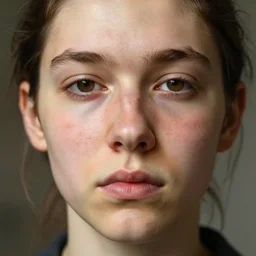 trypophobia acne face, realistic, HD 4k, holes, in the style of Lucian Freud