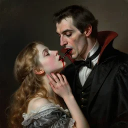 Mark Rutte as a vampire, drinking blood from the neck of a girl