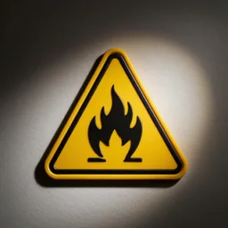 a retro minimalist clean fire flame warning caution label patch