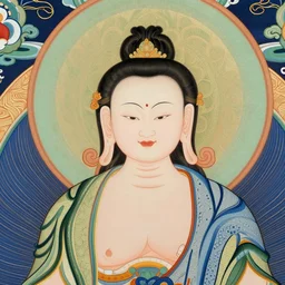 a portrait of an elegant lady, thangka
