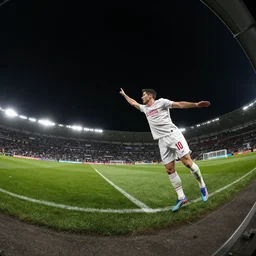 robert lewandowski caught on trail cam at night, fisheye!!!