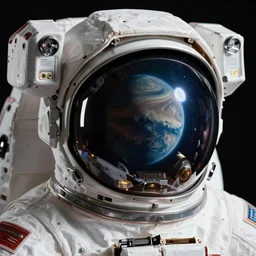 close up photo of an anstronaut helmet and in the reflection is an unknown planet, dynamic lighting, 8k, hd quality, very detailed, studio quality lighting, hyper realistic