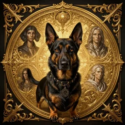 Portrait of a Dachshund x German Shepherd dog, in style of Dark Souls 3, insanely detailed and intricate, golden ratio, elegant, ornate, luxury, elite, ominous, haunting, matte painting, cinematic, cgsociety, James jean, Brian froud, ross tran, Laputa, vivid and vibrant