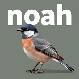 a drawing of a bird with a text that says noah the text says noah