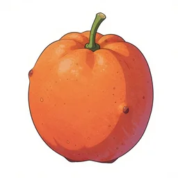 vibrant color photo of a strange fruit, flat white background, style of yoshitaka amano