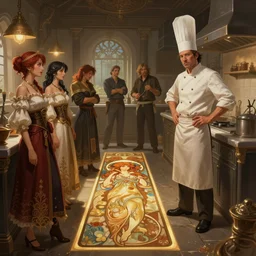 maiev from warcraft as the chef on kitchen, path traced, highly detailed, high quality, digital painting, alena aenami, lilia alvarado, shinji aramaki, karol bak, alphonse mucha, tom bagshaw