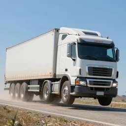 highly detailed painting of a semi truck flying