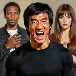 a portrait of a screaming bruce lee by mcbess and shepard fairey and lisa frank