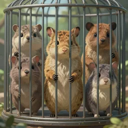 zoo with cute surrealistic sci fi animals in metal cages, sharp face focus, finely detailed features, full body mid shot, perfect art, trending on pixiv fanbox, painted by gaston bussiere, makoto shinkai, akihiko yoshida, gaston bussiere, craig mullins