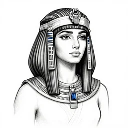 a sketch drawing, girl with long hair dressed in the style of cleopatra, by gabo mendoza, trending on artstation