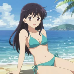 anime in bikini shows off