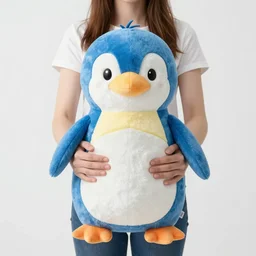 a person holding a blue penguin stuffed animal, a stock photo by penny patricia poppycock, tumblr contest winner, furry art, contest winner, full body, high quality