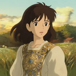anime girl, countryside backdrop, art by studio ghibli and ilya kuvshinov, portrait, intricate, golden hour lighting. highly detailed, sharp focus, digital painting, trending on pixiv fanbox, trending on artstation, concept art, sharp focus, illustration art by artgerm and greg rutkowski and alphonse mucha